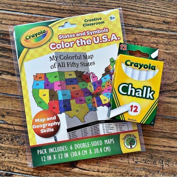 Crayola Lot of Chalk and Maps of the USA - Picture 1 of 5